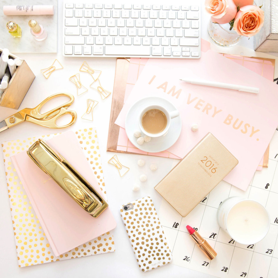 New Years Resolutions - Office Desk - Pink