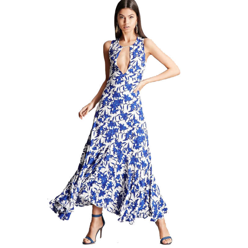 Maxi Summer Dresses Under $100 - Blue & White Floral Maxi Dress