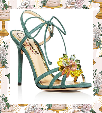 The Most Fabulous Wedding Shoes - Charlotte Olympia Tallulah Embellished Suede Ankle Tie High Heel Sandals