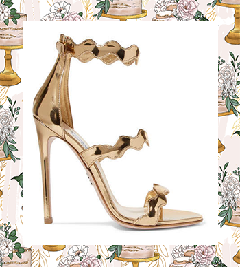 The Most Fabulous Wedding Shoes - Prada Scalloped Metallic Leather Sandals