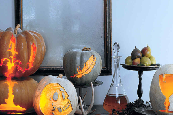 Eight Ways to Decorate a Pumpkin - Pumpkins with Scary Etched Silhouettes