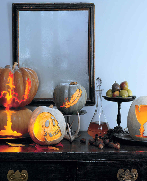 Eight Ways to Decorate a Pumpkin - Pumpkins with Scary Etched Silhouettes