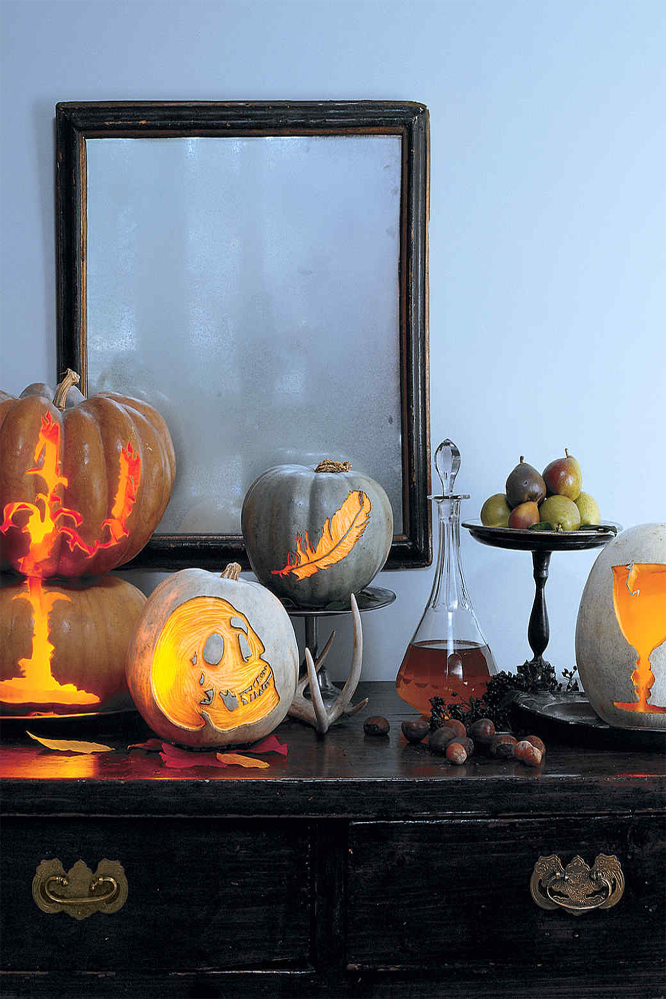 Eight Ways to Decorate a Pumpkin - Pumpkins with Scary Etched Silhouettes