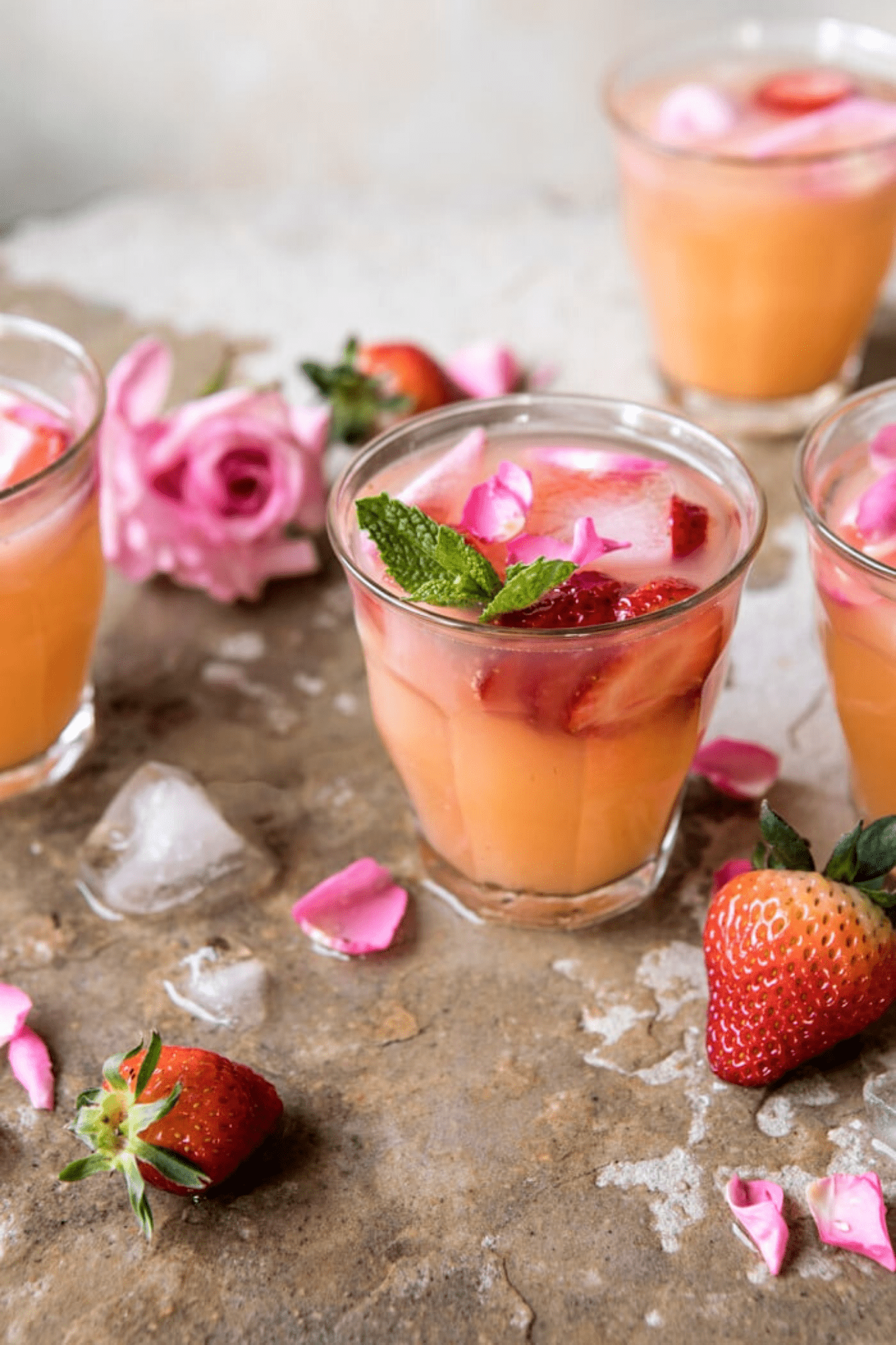 Valentine's Day Cocktails - Minted Orange and Strawberry Coolers