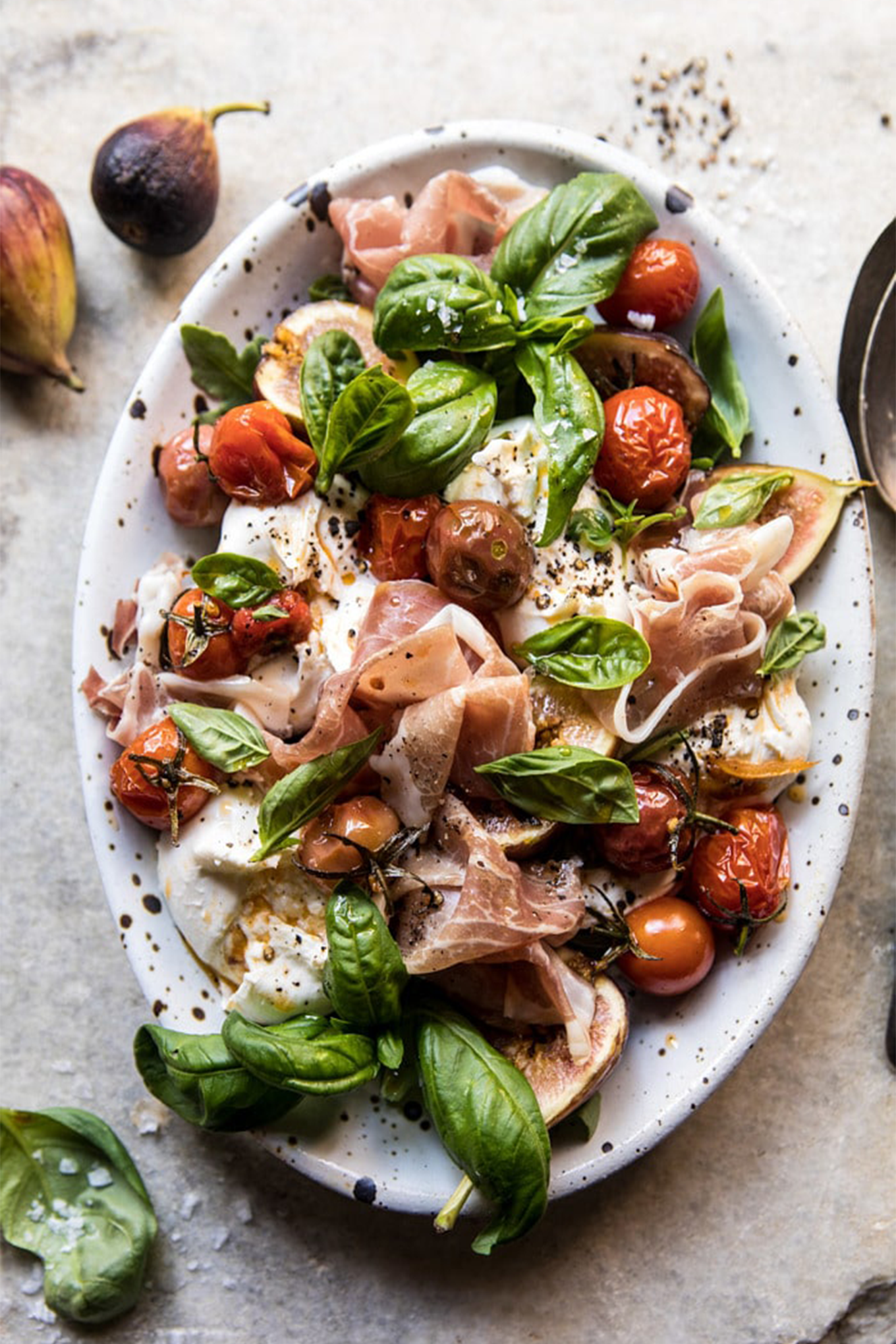 Fresh Fig, Prosciutto and Argula Salad with Cherry Tomato Vinaigrette